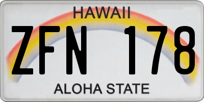 HI license plate ZFN178