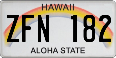 HI license plate ZFN182