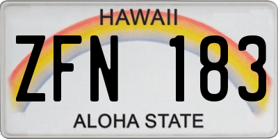 HI license plate ZFN183