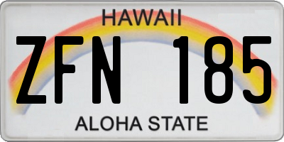 HI license plate ZFN185