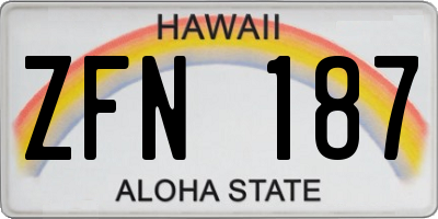 HI license plate ZFN187