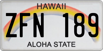 HI license plate ZFN189