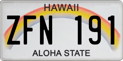 HI license plate ZFN191