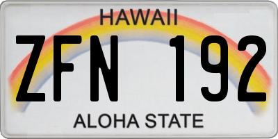 HI license plate ZFN192