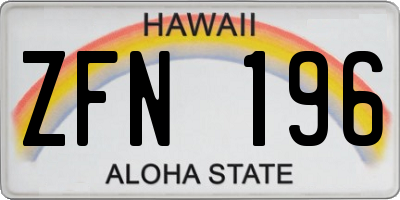 HI license plate ZFN196