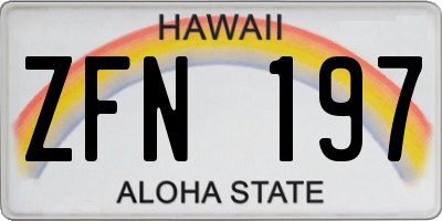 HI license plate ZFN197