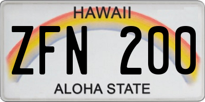 HI license plate ZFN200