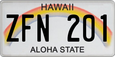 HI license plate ZFN201