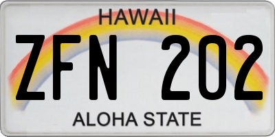 HI license plate ZFN202
