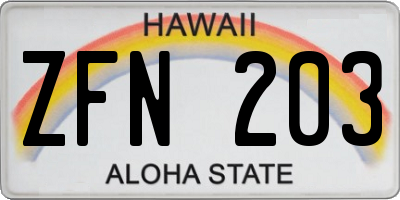 HI license plate ZFN203