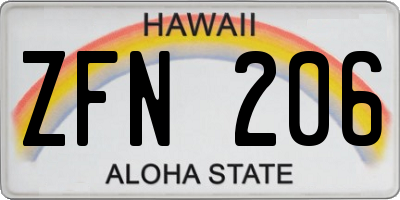 HI license plate ZFN206