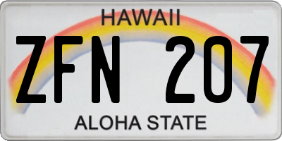 HI license plate ZFN207