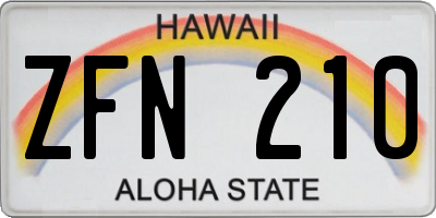 HI license plate ZFN210