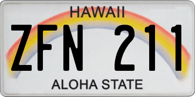 HI license plate ZFN211