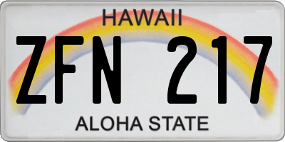 HI license plate ZFN217
