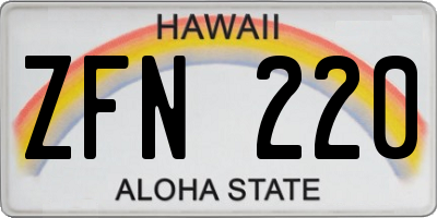HI license plate ZFN220
