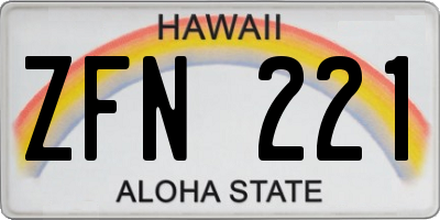 HI license plate ZFN221