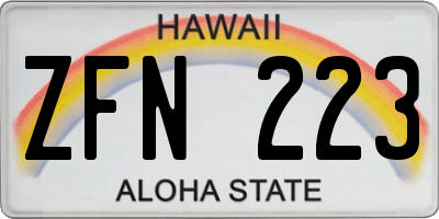 HI license plate ZFN223