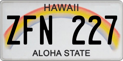 HI license plate ZFN227
