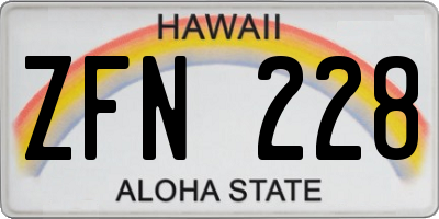 HI license plate ZFN228