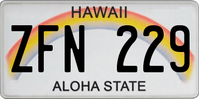 HI license plate ZFN229