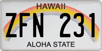 HI license plate ZFN231