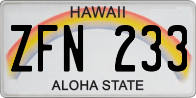 HI license plate ZFN233