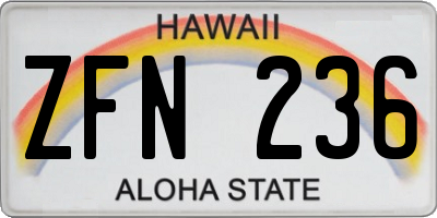 HI license plate ZFN236