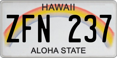 HI license plate ZFN237