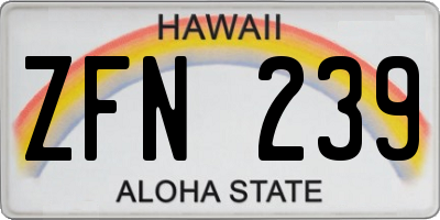 HI license plate ZFN239