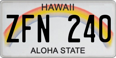 HI license plate ZFN240