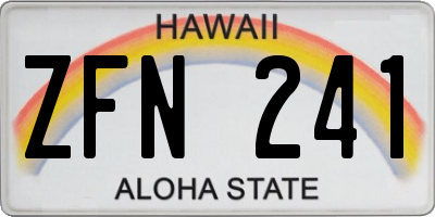 HI license plate ZFN241