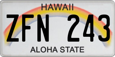 HI license plate ZFN243
