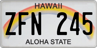 HI license plate ZFN245