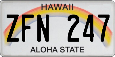HI license plate ZFN247
