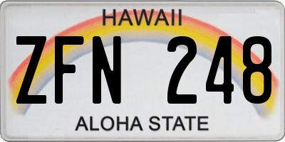 HI license plate ZFN248