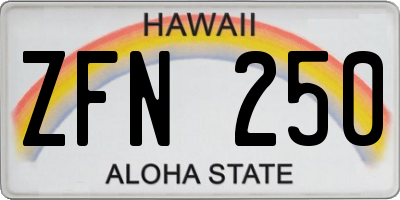 HI license plate ZFN250
