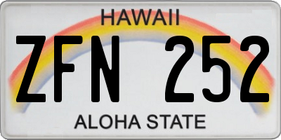 HI license plate ZFN252