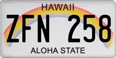 HI license plate ZFN258