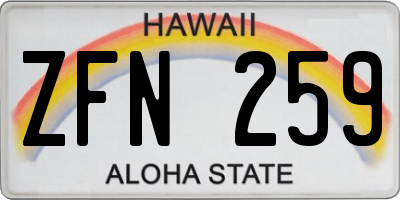 HI license plate ZFN259