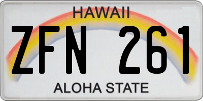 HI license plate ZFN261