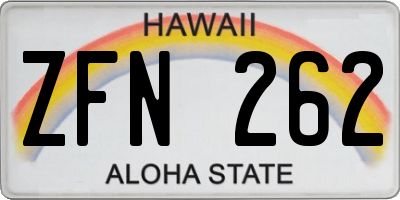 HI license plate ZFN262