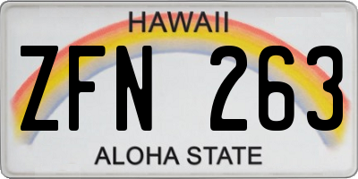 HI license plate ZFN263