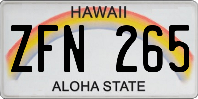 HI license plate ZFN265