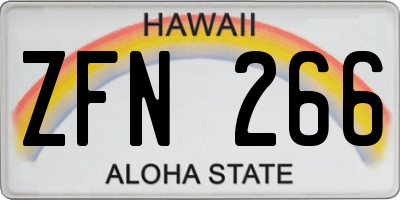 HI license plate ZFN266