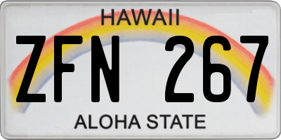 HI license plate ZFN267