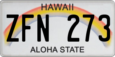 HI license plate ZFN273