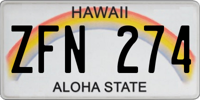 HI license plate ZFN274