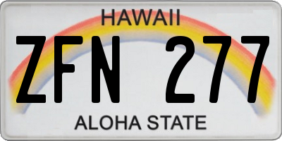 HI license plate ZFN277