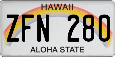 HI license plate ZFN280